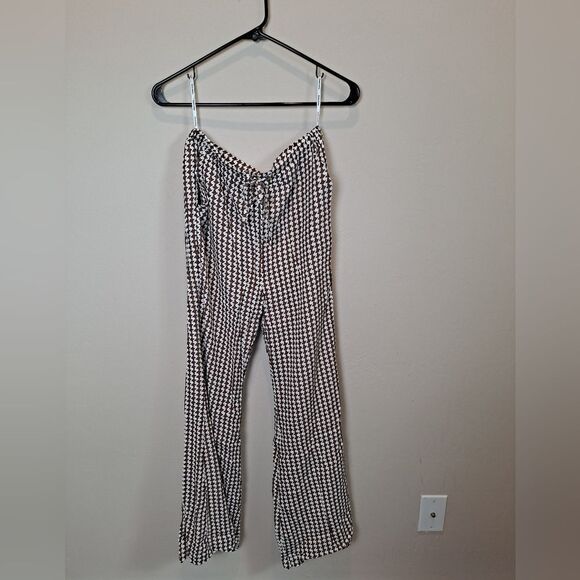 CHARLIE HOLIDAY LOLA HOUNDSTOOTH FLARE PANTS LINED SIZE XS/2 - Picture 5 of 12